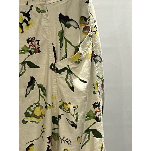 Tanya Taylor Inez Cream Multicolor Floral Print Linen Rayon Pockets Midi Dress 8 - Picture 13 of 16